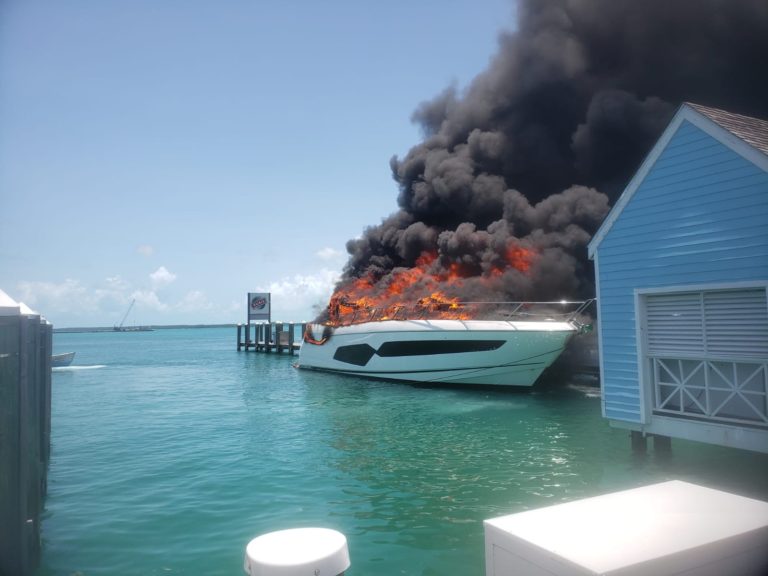 Fire destroys yacht at Valentines Resort