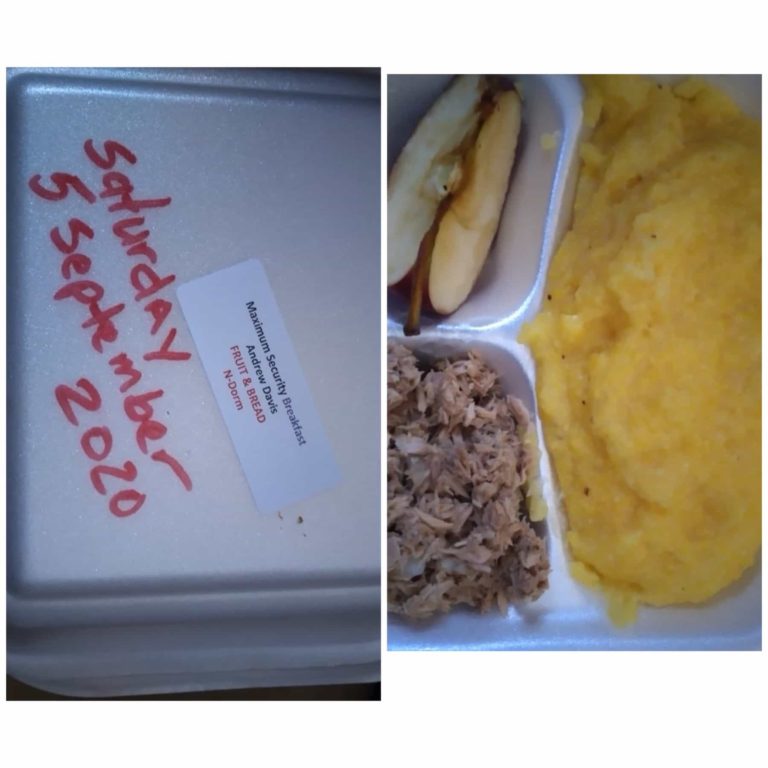 Andrew Davis' prison meals