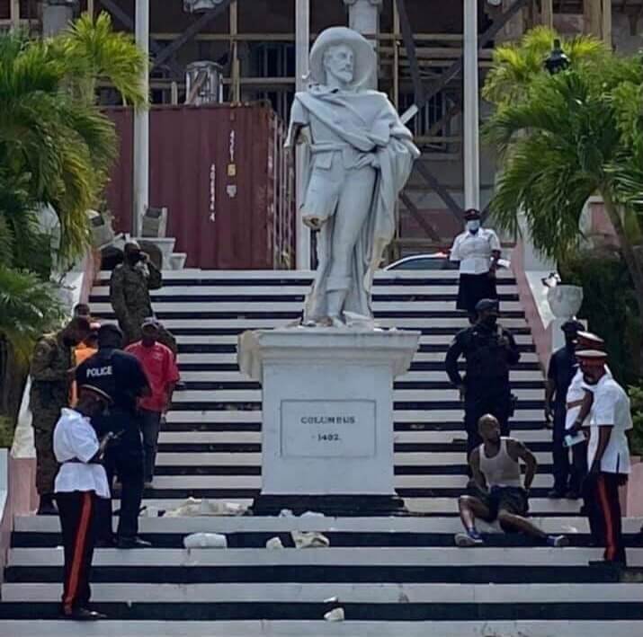 Man arrested for destroying Christopher Columbus statue